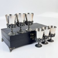 Чарки авторські "Монарх", 6 шт, біла бронза
