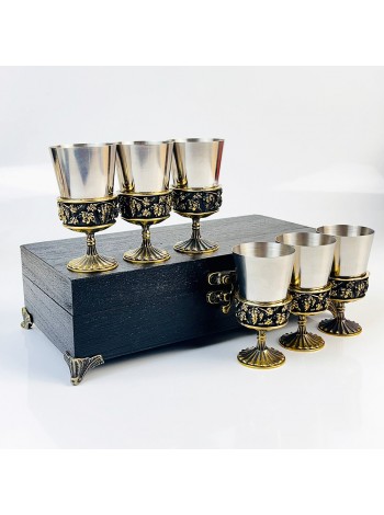 Чарки авторські "Монарх", 6 шт, латунь