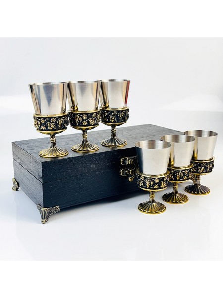 Чарки авторські "Монарх", 6 шт, латунь
