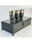 Чарки авторські "Мисливець", 3 шт, біла бронза