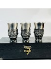 Чарки авторські "Мисливець", 3 шт, біла бронза