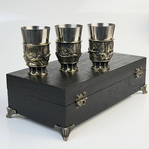Чарки авторські "Мисливець", 3 шт, латунь