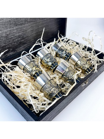 Чарки авторські "Мисливець", 6 шт, латунь