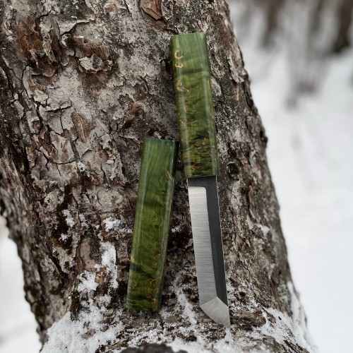 Ніж "Танто" N690, карельська береза, №12