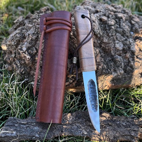 Ніж "ЯКУТ N690, V-027", шкіряні ножни