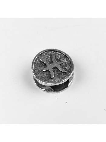 Намистина зодіак "Риби" #1, біла бронза