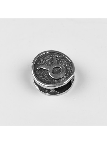 Намистина зодіак "Телець" #3, біла бронза