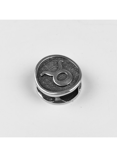 Намистина зодіак "Телець" #3, біла бронза