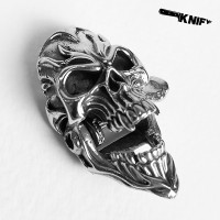 Застібка для браслета "Череп з щелепою", біла бронза