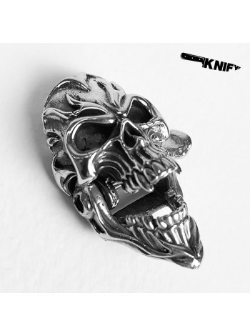 Застібка для браслета "Череп з щелепою", біла бронза