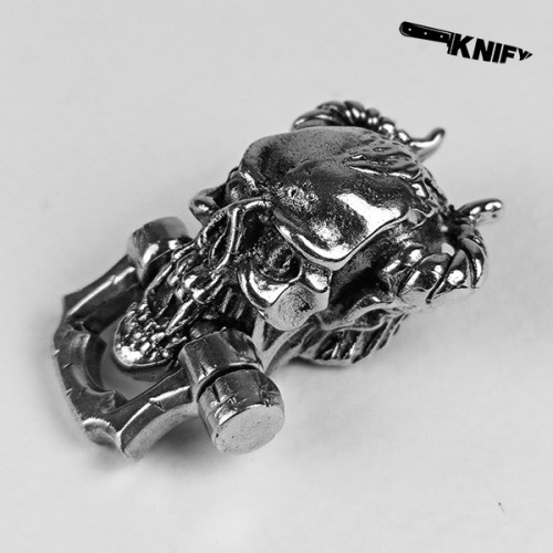 Застібка для браслета "Череп з рогами", біла бронза