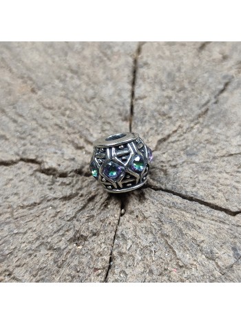 Темлячная бусина (ТБ-106) "Камни" хамелеон, белая бронза