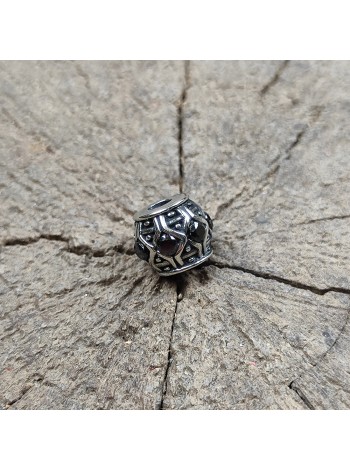 Темлячная бусина (ТБ-106) "Камни" черный, белая бронза