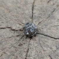 Темлячная бусина (ТБ-106) "Камни" белый, белая бронза