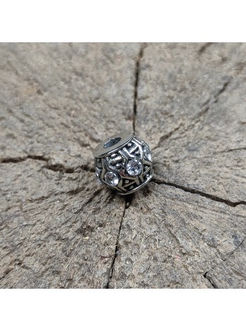 Темлячная бусина (ТБ-106) "Камни" белый, белая бронза