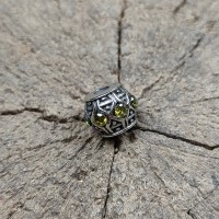 Темлячная бусина (ТБ-106) "Камни" желтый, белая бронза