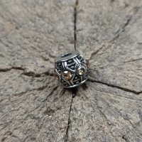 Темлячная бусина (ТБ-106) "Камни" коньячный, белая бронза