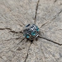 Темлячная бусина (ТБ-106) "Камни" бирюза, белая бронза