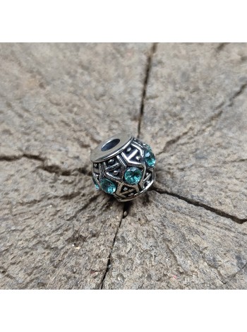 Темлячная бусина (ТБ-106) "Камни" бирюза, белая бронза