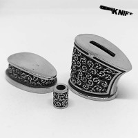 Ножевая пара №107 + бусина, белая бронза