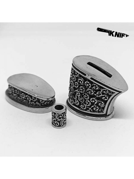 Ножевая пара №107 + бусина, белая бронза