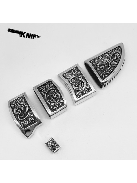 Ножевая пара №108 "Завитки" + ножны + бусина, белая бронза