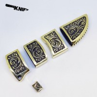 Ножевая пара №108 "Завитки" + ножны + бусина, латунь