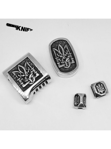 Ножова пара "Патріот" + намистина, №1, біла бронза