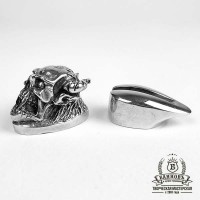 Ножевая пара №16 "Череп" с рогами, белая бронза