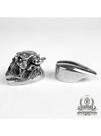 Ножевая пара №16 "Череп" с рогами, белая бронза