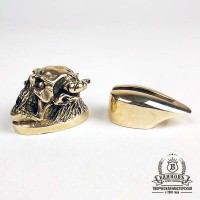 Ножевая пара №16 "Череп" с рогами, латунь