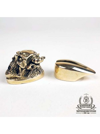 Ножевая пара №16 "Череп" с рогами, латунь