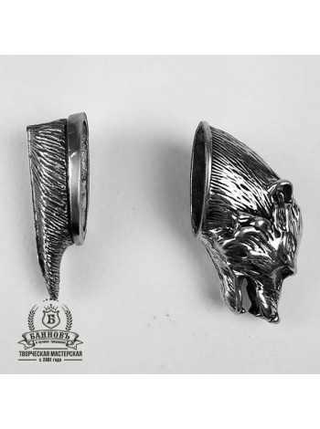 Ножевая пара №20-1 "Медведь" + "Шерсть", белая бронза