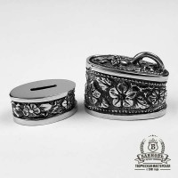 Ножевая пара №23 "Цветы", белая бронза