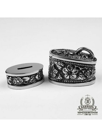 Ножевая пара №23 "Цветы", белая бронза