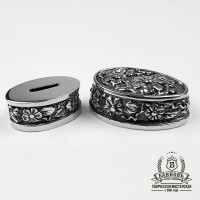 Ножевая пара №24 "Цветочная", белая бронза