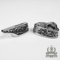 Ножевая пара №2 "Солнцеворот" с упором, белая бронза