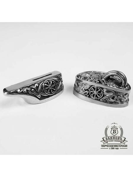 Ножевая пара №2 "Солнцеворот" с упором, белая бронза