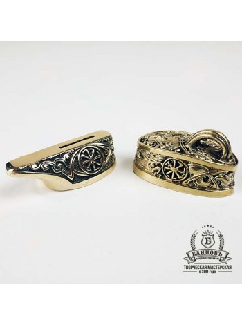 Ножевая пара №2 "Солнцеворот" с упором, латунь