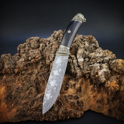 Ножевая пара №38-1 "Карты" новые, большая гарда, бронза