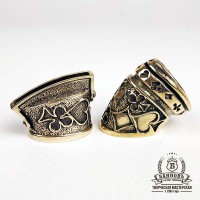Ножевая пара №38 "Карты" большая гарда, бронза