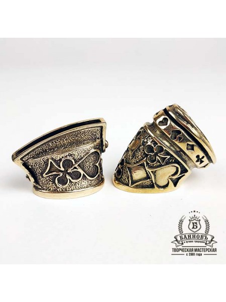 Ножевая пара №38 "Карты" большая гарда, бронза