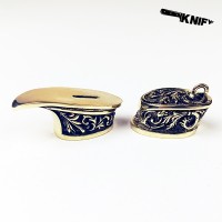 Ножевая пара №43 "Завитки" с упором, бронза