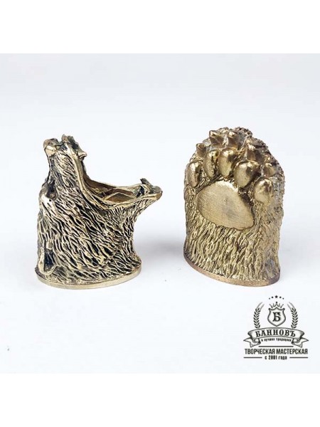 Ножевая пара №5 "Медведь с лапой", бронза