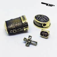 Ножевая пара №72 "Крест" + бусина + накладка, латунь