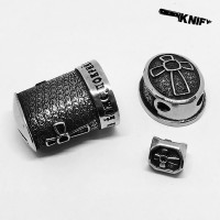 Ножевая пара №72 "Крест" + бусина, белая бронза