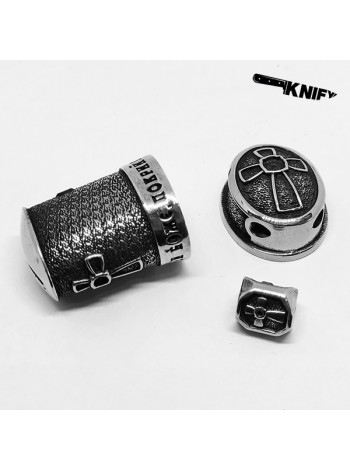 Ножевая пара №72 "Крест" + бусина, белая бронза