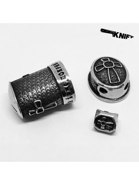 Ножевая пара №72 "Крест" + бусина, белая бронза