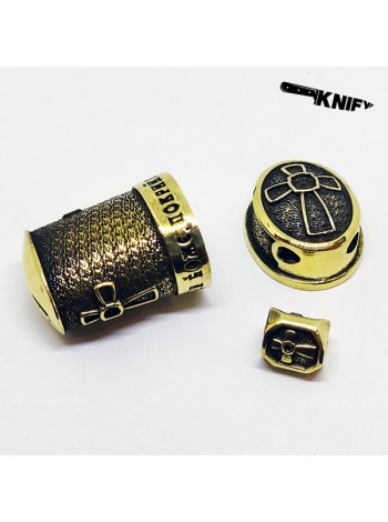 Ножевая пара №72 "Крест" + бусина, латунь