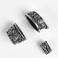 Ножевая пара №78 "Березки" + бусина, белая бронза